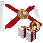G128 10 Pack: Florida FL State Flag | 5x8 Ft | StormFlyer Series Embroidered 220GSM Spun Polyester | Embroidered Design, Indoor/Outdoor, Brass Grommets, Heavy Duty, All Weather