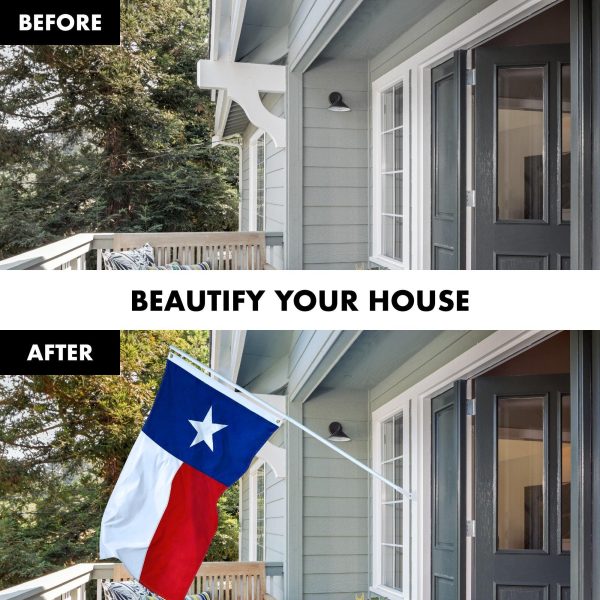 G128 - 6 Feet Tangle Free Spinning Flagpole (White) Texas Flag Brass Grommets Embroidered 3x5 ft (Flag Included) Aluminum Flag Pole - Image 3