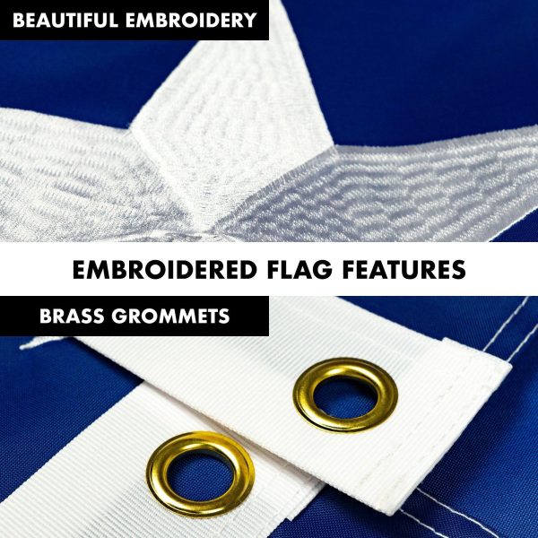 G128 - 6 Feet Tangle Free Spinning Flagpole (White) Texas Flag Brass Grommets Embroidered 3x5 ft (Flag Included) Aluminum Flag Pole - Image 4