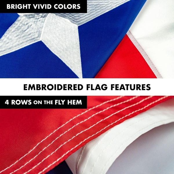 G128 - 6 Feet Tangle Free Spinning Flagpole (White) Texas Flag Brass Grommets Embroidered 3x5 ft (Flag Included) Aluminum Flag Pole - Image 5