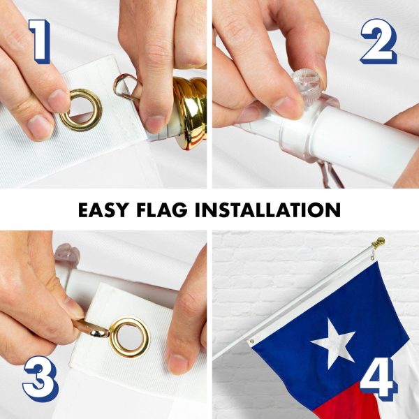 G128 - 6 Feet Tangle Free Spinning Flagpole (White) Texas Flag Brass Grommets Embroidered 3x5 ft (Flag Included) Aluminum Flag Pole - Image 7