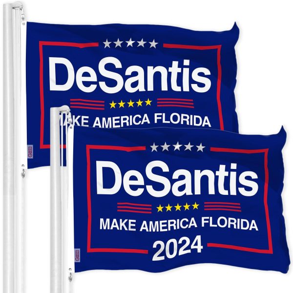 G128 2 Pack: DeSantis Election Make America Florida Flag | 3x5 Ft | LiteWeave Pro Series Printed 150D Poly | Election Flag, Vibrant Colors, Brass Grommets, Thicker and More Durable Than 100D 75D Poly