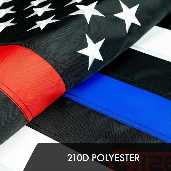 Thin Red & Thin Blue Line Flag 210D Embroidered Polyester 3x5 Ft - Image 4