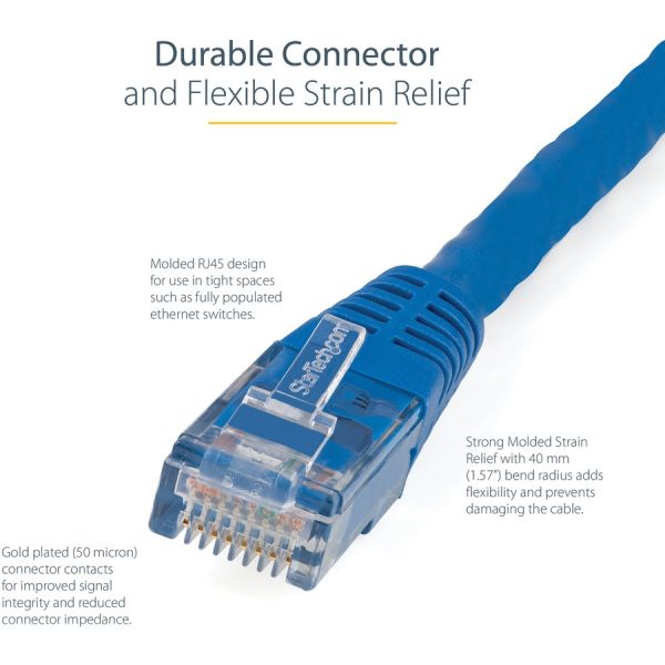 StarTech.com 5ft CAT6 Ethernet Cable - Blue Molded Gigabit - 100W PoE UTP 650MHz - Category 6 Patch Cord UL Certified Wiring/TIA - Image 4