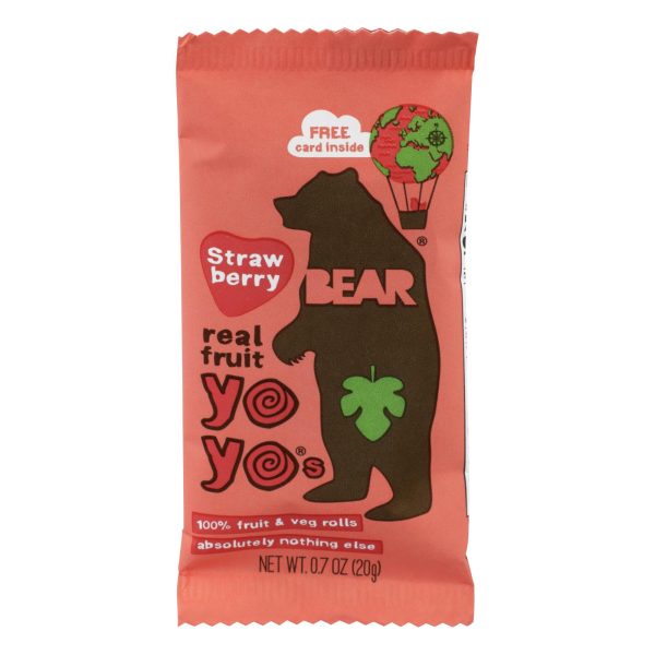 Bear Real Fruit Yoyos - Strawberry - Case of 6 - 3.5 oz. - Image 2