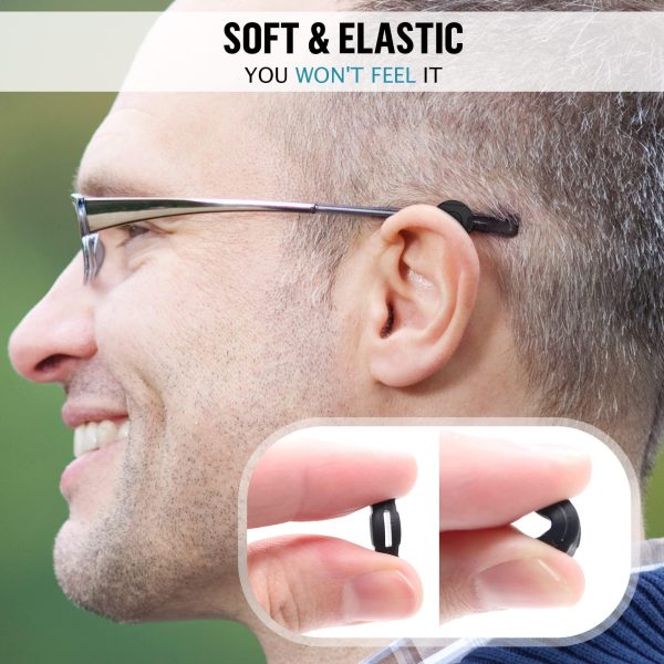 Eyeglass Ear Grips   Glasses Ear Cushion   Silicone Glasses Ear Grip   Eyeglass Accessories Glasses Grip   Ear Grips Hooks for Glasses   6 Pairs (Black) - Image 5