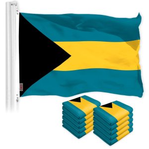 G128 10 Pack: Bahamas Bahamian Flag | 3x5 Ft | LiteWeave Pro Series Printed 150D Polyester | Country Flag, Indoor/Outdoor, Vibrant Colors, Brass Grommets, Thicker and More Durable Than 100D 75D Polyester