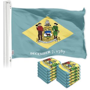G128 10 Pack: Delaware DE State Flag | 3x5 Ft | LiteWeave Pro Series Printed 150D Polyester | Indoor/Outdoor, Vibrant Colors, Brass Grommets, Thicker and More Durable Than 100D 75D Polyester