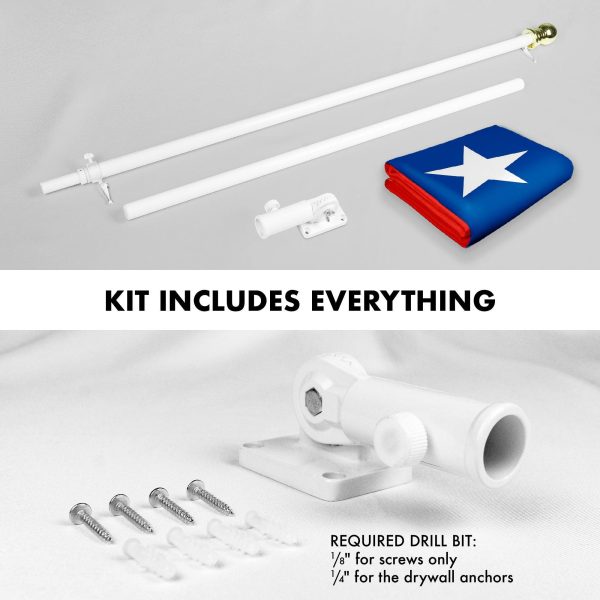 G128 Combo Pack: 6 Feet Tangle Free Spinning Flagpole (White) Chile Chilean Flag 3x5 ft Printed 150D Brass Grommets (Flag Included) Aluminum Flag Pole - Image 2