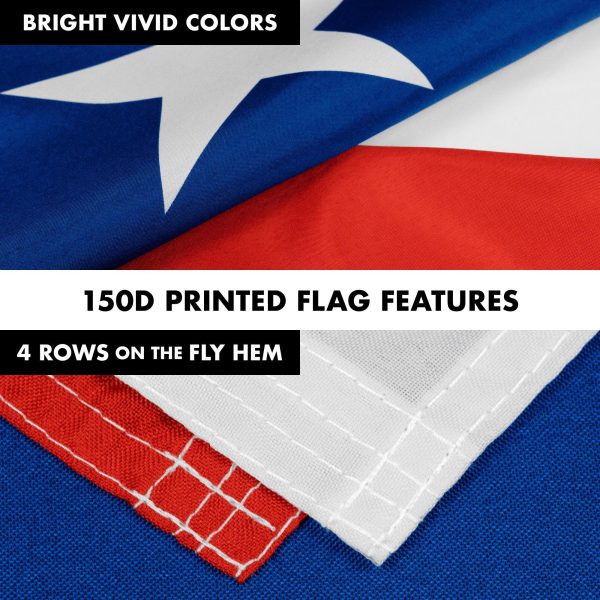 G128 Combo Pack: 6 Feet Tangle Free Spinning Flagpole (White) Chile Chilean Flag 3x5 ft Printed 150D Brass Grommets (Flag Included) Aluminum Flag Pole - Image 5