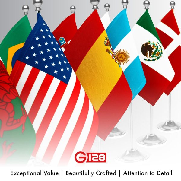 G128 Switzerland Swiss Deluxe Desk Flag Set | 8.5x5.5 In | Printed 300D Polyester, with Silver Dome and Base, 15" Metal Pole, Decorations For Office, Home and Festival Events Celebration - Image 8