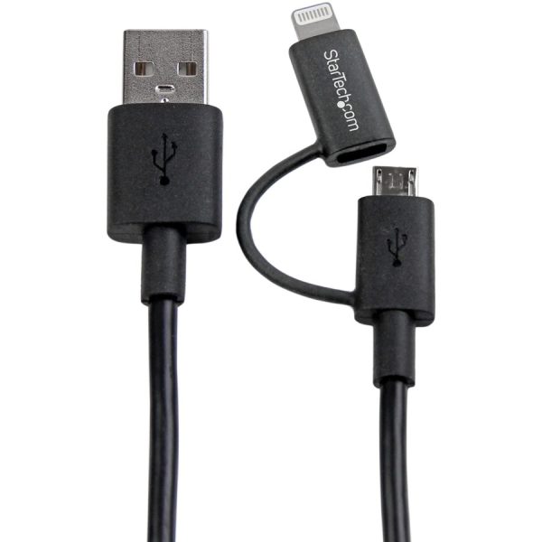 StarTech.com 1m (3 ft) Black Apple 8-pin Lightning Connector or Micro USB to USB Combo Cable for iPhone / iPod / iPad - Image 4