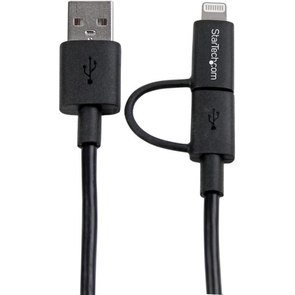 StarTech.com 1m (3 ft) Black Apple 8-pin Lightning Connector or Micro USB to USB Combo Cable for iPhone / iPod / iPad - Image 5