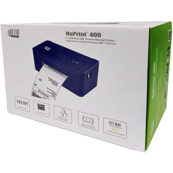Adesso NuPrint NuPrint 400 Pharmacy, Delivery, Restaurant, Parking Ticket, Transportation & Logistic, Retail Direct Thermal Printer - Monochrome - Receipt Print - USB - Serial - Black - Image 8