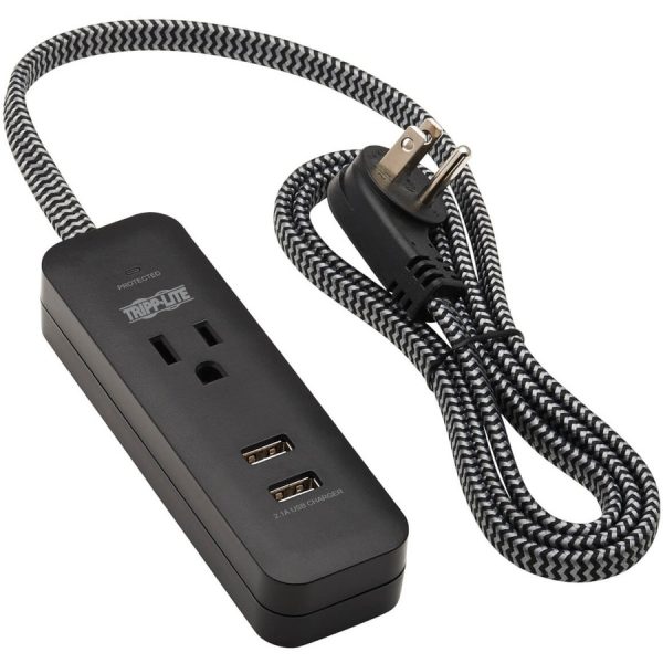 Eaton Tripp Lite Series 1-Outlet Surge Protector with 2 USB Ports (2.1A Shared) - 4 ft. Cord, 5-15P Plug, 450 Joules, Black - Image 2