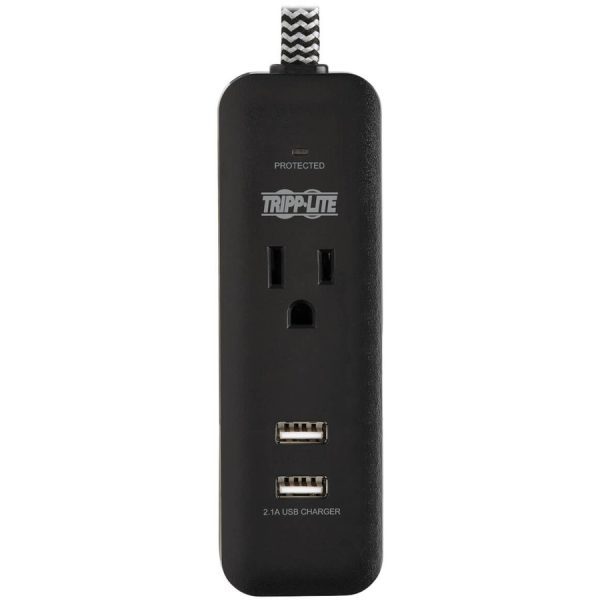Eaton Tripp Lite Series 1-Outlet Surge Protector with 2 USB Ports (2.1A Shared) - 4 ft. Cord, 5-15P Plug, 450 Joules, Black - Image 3