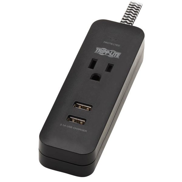 Eaton Tripp Lite Series 1-Outlet Surge Protector with 2 USB Ports (2.1A Shared) - 4 ft. Cord, 5-15P Plug, 450 Joules, Black - Image 4
