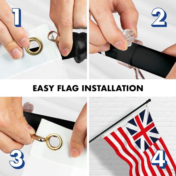 G128 Combo Pack: 6 Feet Tangle Free Spinning Flagpole (Black) Grand Union Flag 3x5 ft Printed 150D Brass Grommets (Flag Included) Aluminum Flag Pole - Image 7