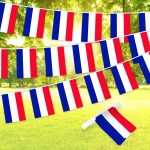 G128 Netherlands Dutch Bunting Banner | Flag 8.2 x 5.5 Inch, Full String 33 Feet | Printed 150D Polyester, Decorations For Bar, School, Festival Events Celebration