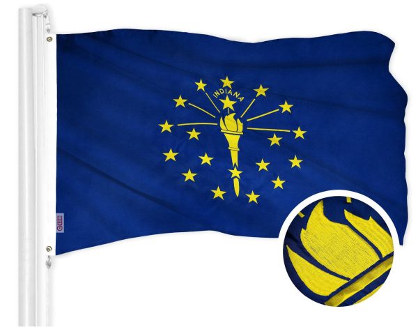 G128 Combo Pack: USA American Flag 3x5 Ft Embroidered Stars & Indiana State Flag 3x5 Ft Embroidered - Image 2