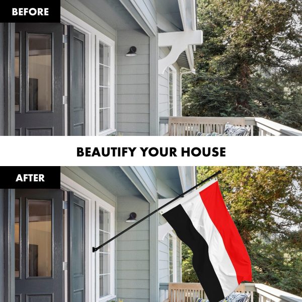Flag Pole 6FT Black Tangle Free & Yemen Yemeni Flag 3x5 Ft Combo Printed 150D Polyester By G128 - Image 3