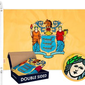 New Jersey State Flag 210D Embroidered Polyester 3x5 Ft - Double Sided 3ply