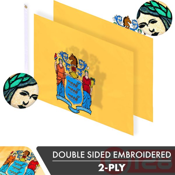New Jersey State Flag 210D Embroidered Polyester 3x5 Ft - Double Sided 3ply - Image 2
