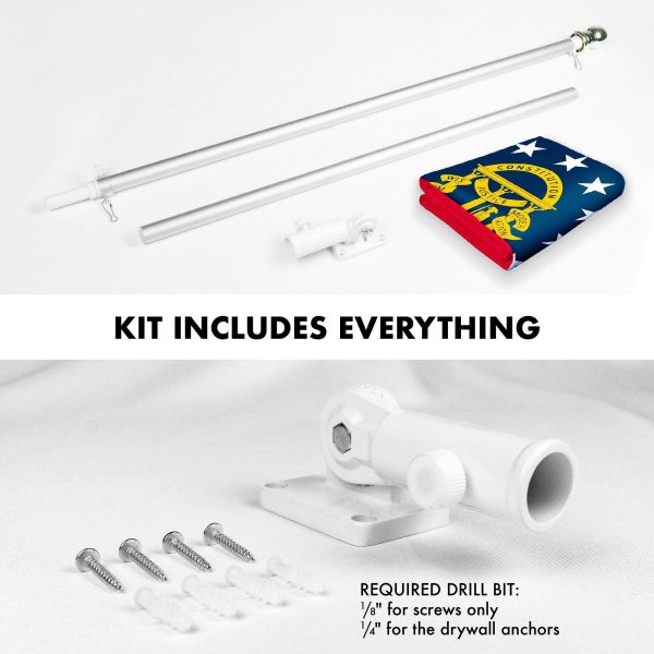 G128 Combo Pack: 6 Feet Tangle Free Spinning Flagpole (Silver) Georgia GA State Flag 3x5 ft Printed 150D Brass Grommets (Flag Included) Aluminum Flag Pole - Image 2