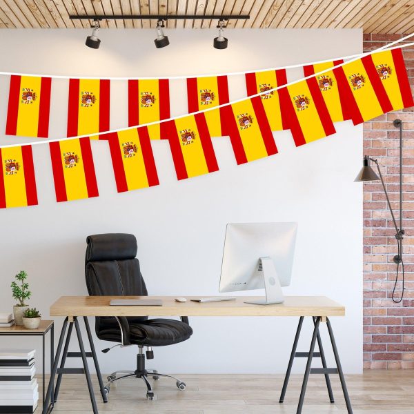 G128 Spain Spanish Bunting Banner | Flag 8.2 x 5.5 Inch, Full String 33 Feet | Printed 150D Polyester, Decorations For Bar, School, Festival Events Celebration - Image 3
