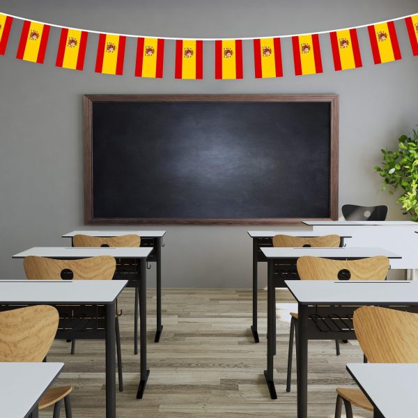 G128 Spain Spanish Bunting Banner | Flag 8.2 x 5.5 Inch, Full String 33 Feet | Printed 150D Polyester, Decorations For Bar, School, Festival Events Celebration - Image 4