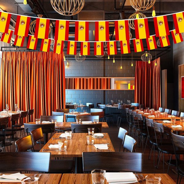 G128 Spain Spanish Bunting Banner | Flag 8.2 x 5.5 Inch, Full String 33 Feet | Printed 150D Polyester, Decorations For Bar, School, Festival Events Celebration - Image 5
