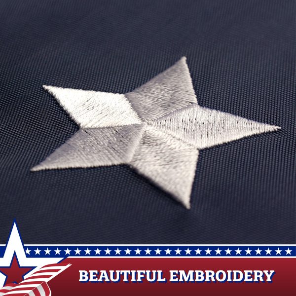 G128 - 10 Pack: USA Pleated Fan Flag 1.5x3FT Star Center Embroidered Polyester Stars and Stripes - Image 3