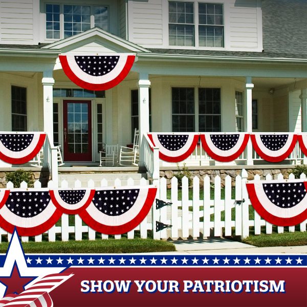 G128 - 10 Pack: USA Pleated Fan Flag 1.5x3FT Star Center Embroidered Polyester Stars and Stripes - Image 7