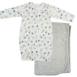 Print Infant Gown And Recieving Blanket Cs_0106