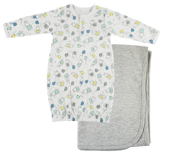 Print Infant Gown And Recieving Blanket Cs_0106