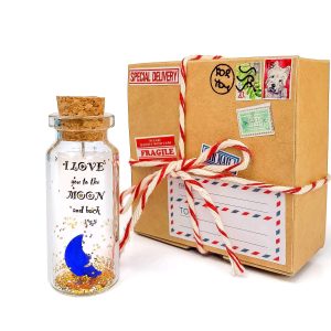 Cute and Kawaii Valentine's Day and Anniversary Presents Personalized Love Gifts for Boyfriend Girlfriend (I Love You To The Moon And Around The World in Craft Gift Box)