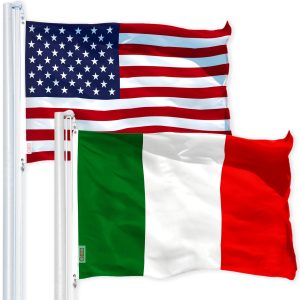 G128 Combo Pack: USA American Flag 3x5 Ft 150D Printed Stars & Italy (Italian) Flag 3x5 Ft 150D Printed