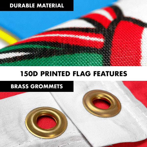 G128 Combo Pack: 6 Feet Tangle Free Spinning Flagpole (White) Peru Peruvian Flag 3x5 ft Printed 150D Brass Grommets (Flag Included) Aluminum Flag Pole - Image 4