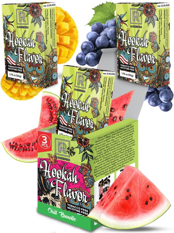 Chill Hookah Flavors Set   3 x 50g non tobacco hookah flavor for your Hookah Bowl (Mango   Sweet watermelon   Black grape) Hookah Bundle Pack of 3   Try these Tobacco Free Shisha