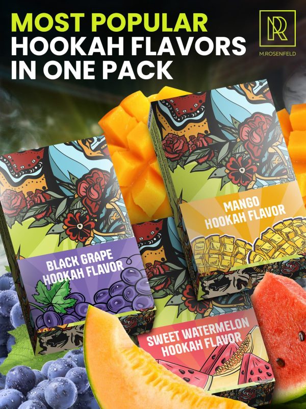 Chill Hookah Flavors Set   3 x 50g non tobacco hookah flavor for your Hookah Bowl (Mango   Sweet watermelon   Black grape) Hookah Bundle Pack of 3   Try these Tobacco Free Shisha - Image 2