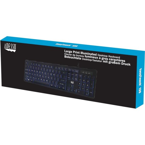 Adesso Large Print Illuminated Desktop Keyboard - Image 7