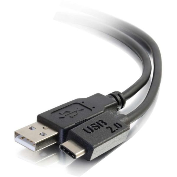 C2G 3ft (0.9m) USB 2.0 USB-C to USB-A Cable M/M - Black - Image 2