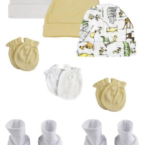 Baby Boy, Baby Girl, Unisex Infant Caps, Booties And Mittens (pack Of 8) Nc_0303