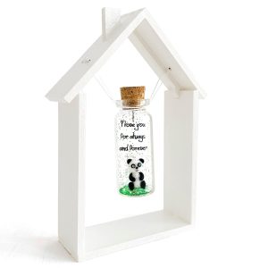 Cute and Kawaii Valentine's Day and Anniversary Presents Personalized Love Gifts for Boyfriend Girlfriend (White and Black Panda I Love You For Always and Forever in Wooden Frame)