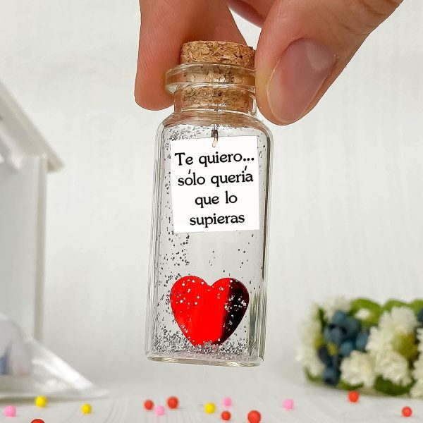 Mensaje romántico en una botella para regalar a tu novio o novia   Tarro de los deseos con una tarjeta para tu esposo o esposa (in a bottle Te quiero… sólo quería que lo supieras) - Image 5