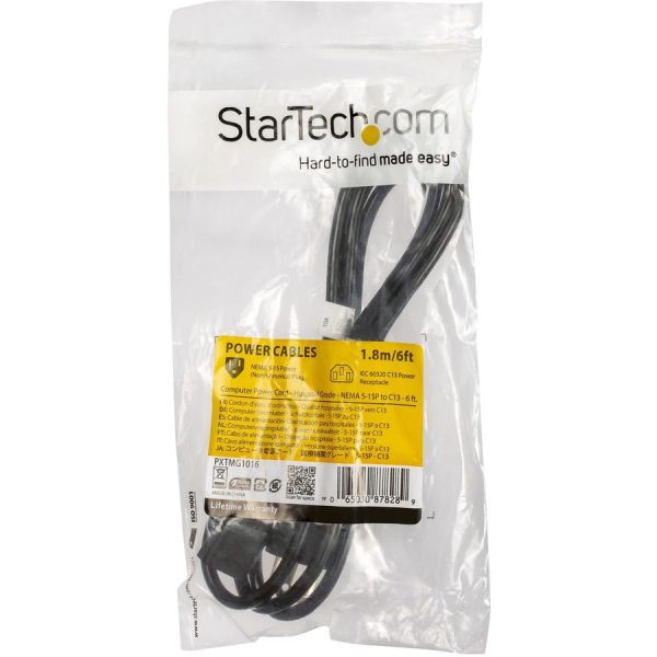 StarTech.com 6ft (2m) Hospital Grade Power Cord, 18AWG, NEMA 5-15P to C13, 10A 125V, Green Dot Medical Power Cable, Monitor Power Cable - Image 5