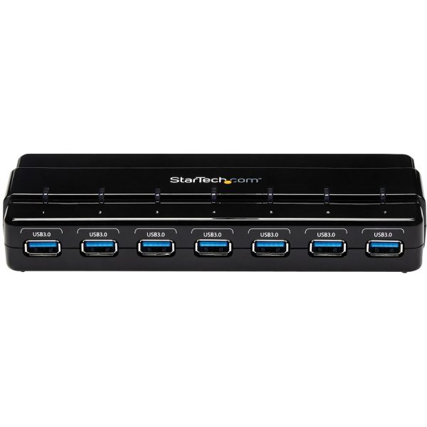 StarTech.com 7 Port SuperSpeed USB 3.0 Hub - 5Gbps - Desktop USB Hub with Power Adapter - Black - Image 2