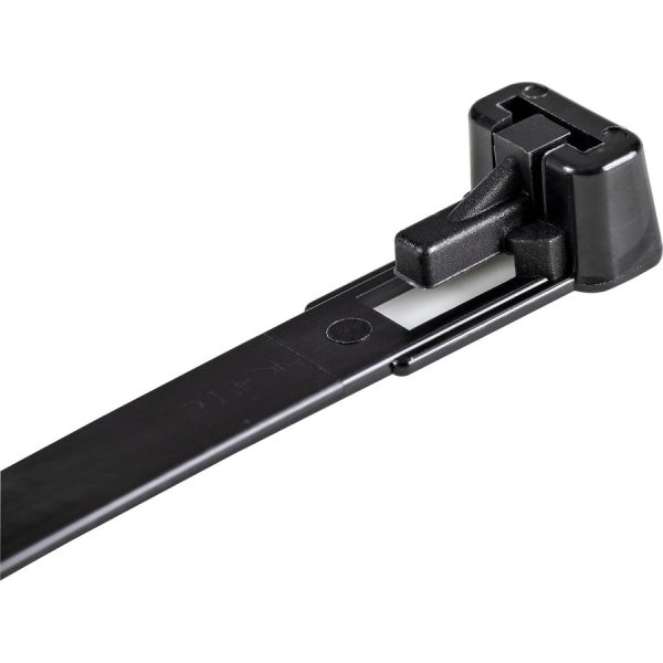 StarTech.com 5"(12cm) Reusable Cable Ties, 1-1/8"(30mm) Dia. 50lb(22Kg) Tensile Strength, Nylon, In/Outdoor, UL Listed, 100 Pack, Black - Image 2