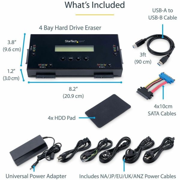 StarTech.com 4 Bay SSD/HDD Hard Drive Eraser, 2.5/3.5" SATA, Standalone Wiper, Disk Sanitizer, Hardware Wiper Erasing Tool, NIST/DOD/TAA - Image 3
