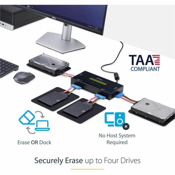 StarTech.com 4 Bay SSD/HDD Hard Drive Eraser, 2.5/3.5" SATA, Standalone Wiper, Disk Sanitizer, Hardware Wiper Erasing Tool, NIST/DOD/TAA - Image 6